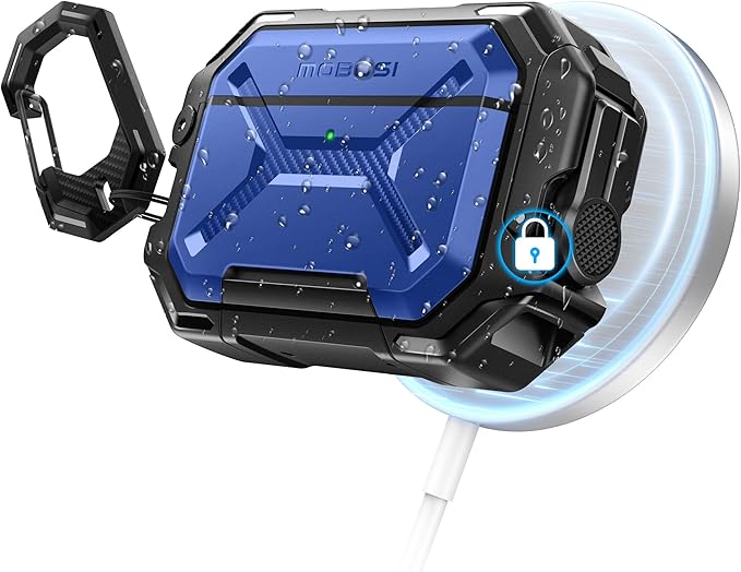 MOBOSI for AirPods Pro 3 Case [IP68 Waterproof Case for iPods Pro 3&Compatible with MagSafe] Military Grade Protective Earpods Pro3 Cover with Secure Lock, Keychain & Phone Stand (2025),Royal Blue