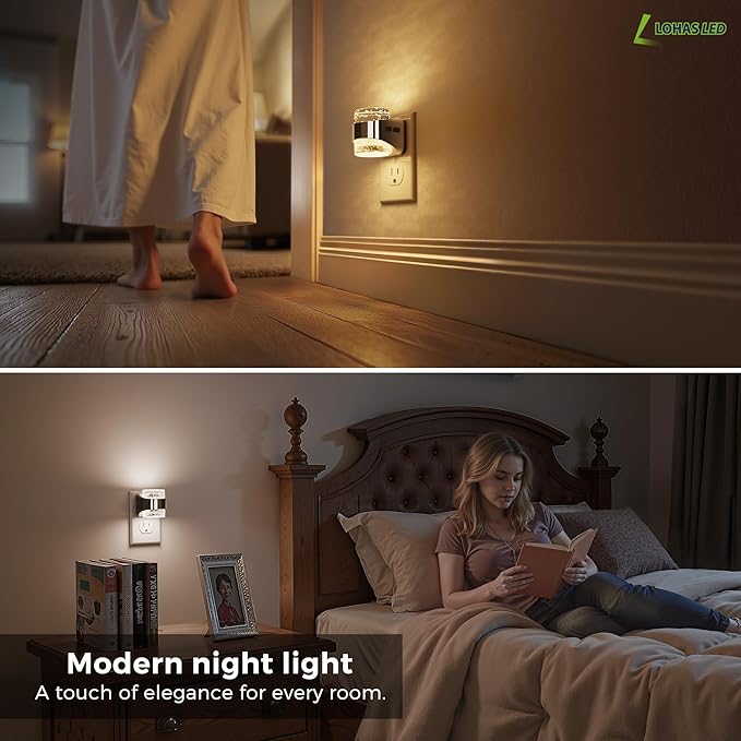 L LOHAS LED 4 Pack 3CCT Night Lights Plug into Wall, 3000K/4000k/5000K Adjustable Color Temperature Night Light,Bubble Nightlight with Dusk to Dawn Sensor for Rooms Bathroom Hallway