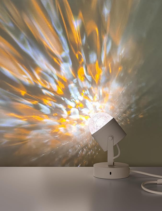 Joyzy Plug in Dynamic Ocean Wave Table Lamp Water Ripple Night Light Projector for Room Christmas Party Decoration Lighting Color Changing Ambient Lamp Vivid Water Wave Effect Lights Projection
