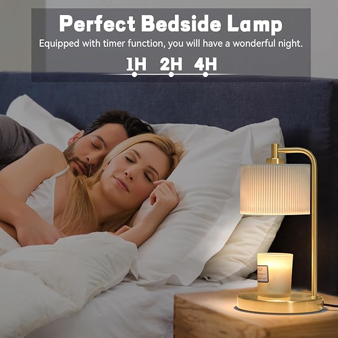Candle Warmer Lamp with Timer, Dimmable Candle Wax Warmer Electric Candle Lamp for Scented Candles with Bulbs, Christmas Gifts House Warming Gifts Home Decor (Gold)