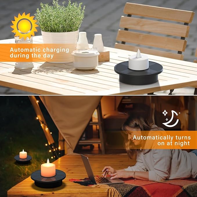 uuffoo Small Solar Floating Pool Lights 5-Pack, 2 Inch Solar-Powered Floating Candle Tealights for Pools, Pond, Garden & Patio, Auto On/Off, Flickering Ambiance for Outdoor Decor