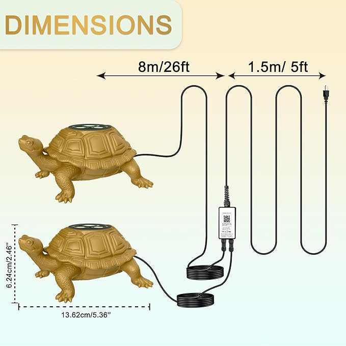 Underwater LED Pond Light with 12V Transformer, 6W Turtle Fountain Light LED Underwater with APP, IP68 Waterproof Underwater Lights for Pond Fountain Waterfall Yard Water Feature, 2 SpotLights