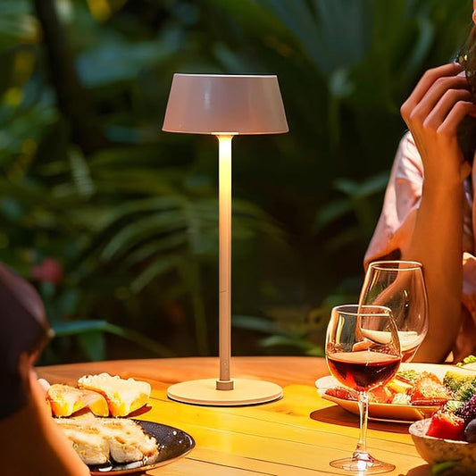 Outdoor Table Lamp,Rechargeable Cordless Shower LED Table Lamps,Portable 2200mAh Battery Waterproof Desk Light,Dimmable 3 Color Stepless Table Light,Wireless,Cafe/Dinner/Patio/Restaurant