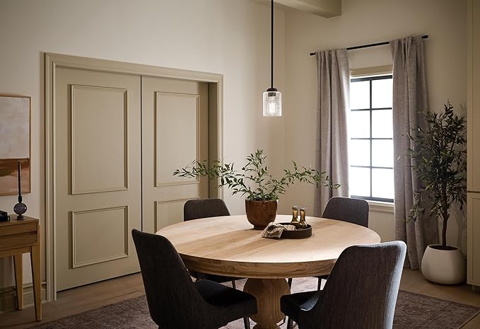 Kichler Winslow 7.5" 1-Light Mini Pendant Light with Clear Seeded Glass in Black for Kitchen, Bar, Laundry Sink, Bar Island (7.5" x 4.25"), 44032BK