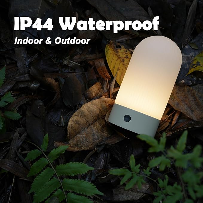 Battery Operated Shower Lamp Waterproof, Small Portable Cordless Table Lamp Rechargeable, Touch Dimmable Mood Light for Home/Patio/Dining/Outdoor (Orange)
