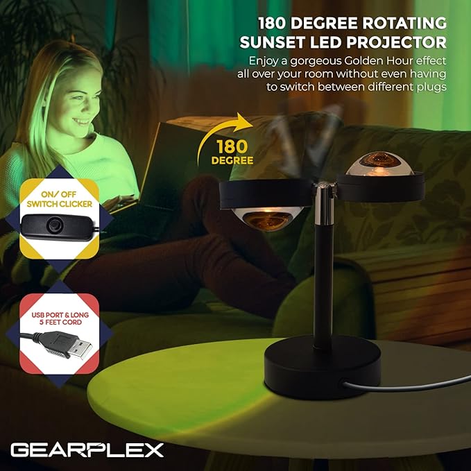 Rainbow Lamp Projector for Home Décor & Photography Ambient LED Night Light Lamp - 180-Degree Rotating Romantic UFO Rainbow Lamp for Bedroom Living Room Selfies Christmas Home Parties