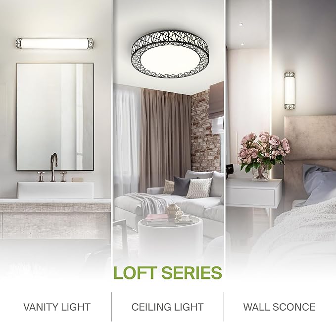 ASD 16 Inch LED Flush Mount Ceiling Light Fixture for Bedroom, 28W 1752LM 5CCT 2700K-5000K, Triac Dimmable Lights, Dining, Living Room, Kitchen Lamps, Modern Home Lighting Fixtures, Black, ETL, 4 Pack