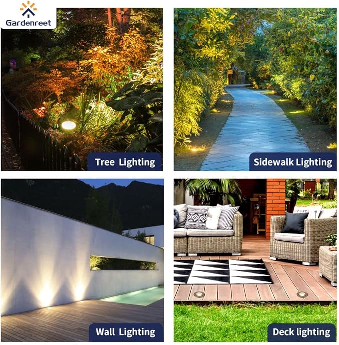 Gardenreet Landscape Well Light - Brass Outdoor Ip65 Waterproof In-Ground Lighting, 12V Wired LED Low Voltage Fixture, Antique Bronze for Lawn Walkway Wall Without MR16 Bulb