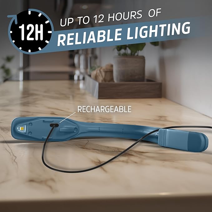 Energizer Flex-R LED Rechargeable Book Light for Reading in Bed, Reading Light with Warm LED Color, Long-Lasting and Lightweight,Blue