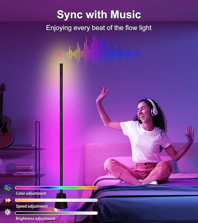 Ericlin 2Pcs Corner Floor Lamp,Smart RGB LED Corner Lamp with App and Remote Control,16 Million Colors & 68+ Scene,Music Sync,Timer Setting,Ideal Standing Lamp for Living Rooms,Bedrooms,Gaming Rooms