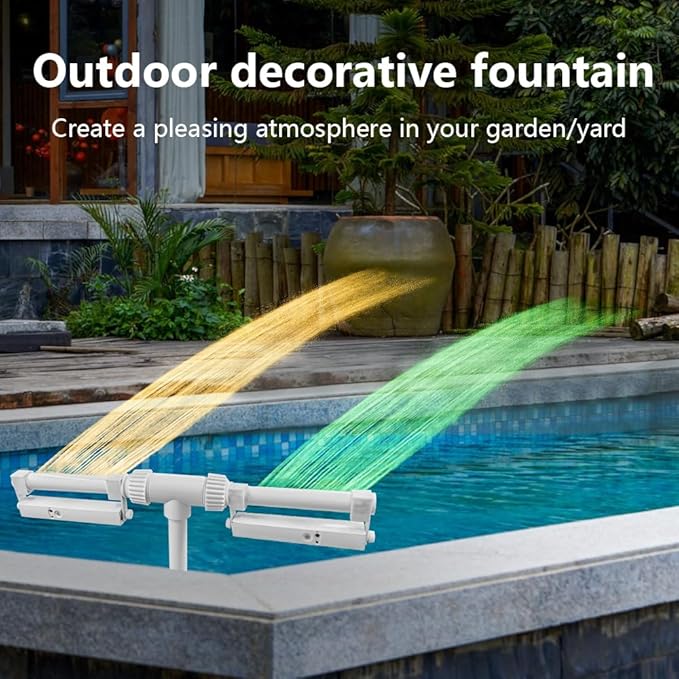 Pool Fountain Lights Waterfall for Above & In-Ground Pools with LED Lights, Remote Control for Above Ground Pool