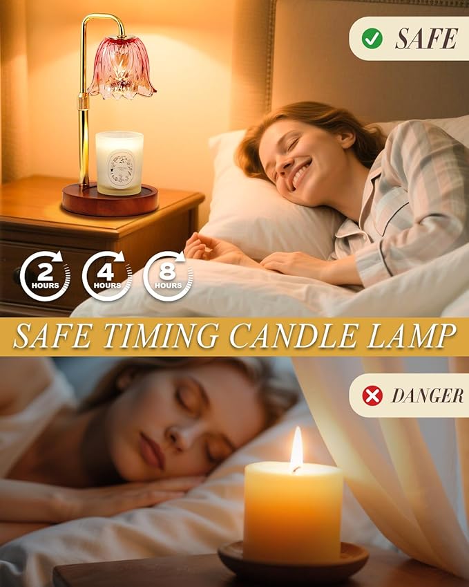 Flower Candle Warmer Lamp with Timer Dimmable,Candle Warming Lamp Height Adjustable,Candles Warmer Light for Jar Candles,Valentines Gifts for Her, Women, House Warming Gifts New Home Decor