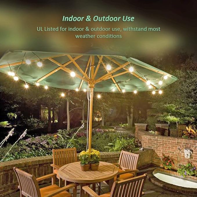 SUNSGNE 25Ft Christmas Round Lights, G40 Globe String Light with 27 Clear Bulbs, UL Certified for Outdoor Indoor Garden Party Wedding Pergola Backyard Patio Xmas Decoration, Green Wire