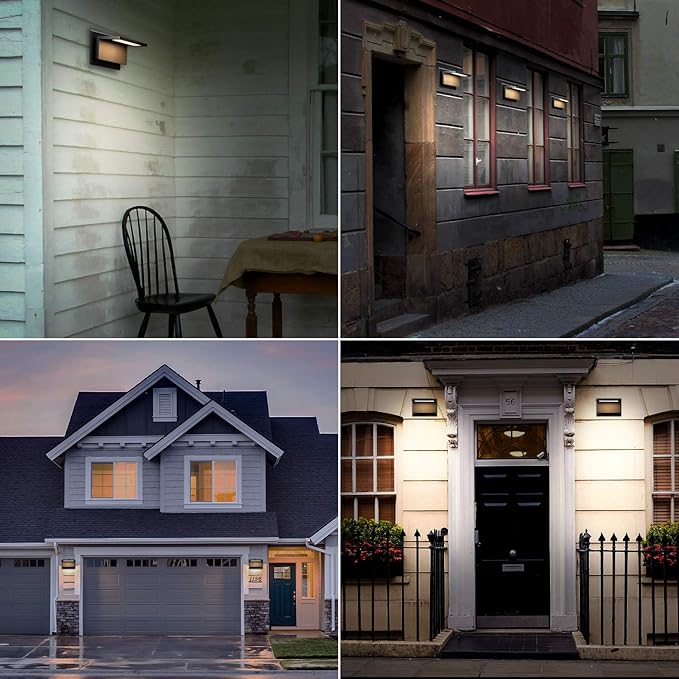 Modern Outdoor Wall Lights LED Wall Sconce Aluminum Porch Lights Exterior Lighting Fixtures Matte Black Outside Wall Mount Lights for Front Door House Garage 10W 680lm (Black)