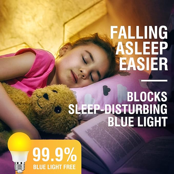 Neporal Amber Sleep Light Bulb – 1800K Blue Light Blocking LED Bulb, UL Listed, 9W Energy Saving Warm Night Light for Bedroom, Bedside, Kids Room, Relaxing Bedtime Use, 2 Pack