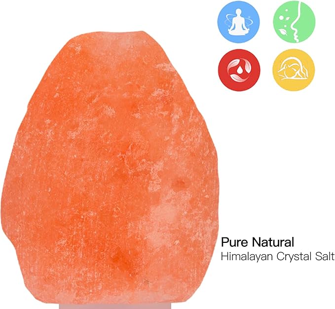 Betus Natural Crystal Himalayan Salt Wall Lamp - Air Purifying Night Light - 360° Rotatable Plug 7W Bulb - Natural