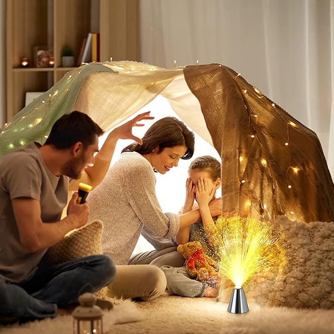 Sensory Fiber Optic Lamp - LED Color Changing with Cone Base - Fiber Optic Lights with Battery Powered - Calming Mood Night Light …