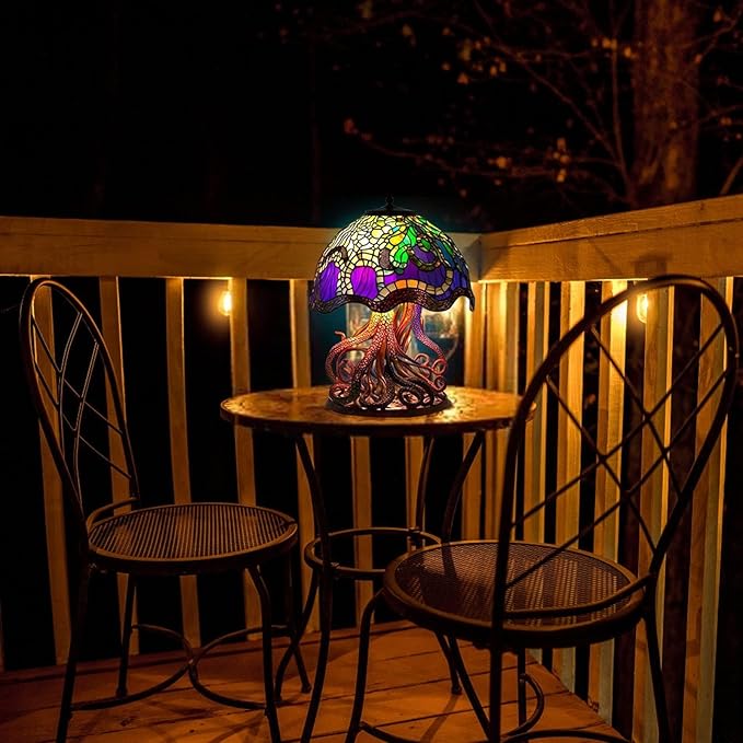 Mmoneyake Painting Mushroom Table Lamp, 5.9 Inch Hight Stained Plant Series Night Light, Bohemian Resin Mushroom Decorative Bedside Lamp for Bedroom Living Room Home Office Decor Gift