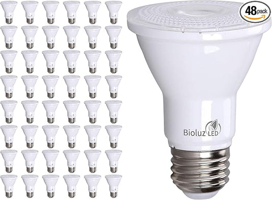 Bioluz LED PAR20 3000K Light Bulbs, 90 CRI, Dimmable LED Light Bulb, 5.5W = 75W Replacement, Soft White Dimmable Spot Light Bulbs, E26 Base, 40° Beam Angle, UL Listed, Incandescent Light Bulbs, 48-Pk