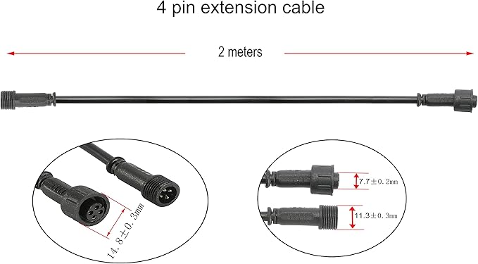 FVTLED Pack of 5, 2m 6.56ft 4Pin Extension Cable Wire with Male and Female Connectors at Both Ends Only RGB Multi-Color LED Deck Light