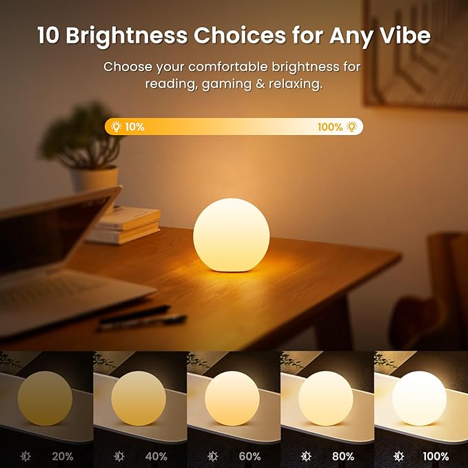 LOFTEK LED Ball Light, Multi-Color Rechargeable Night Lights, 3-inch RGB Ball Mood Lighting, Waterproof Ambient Lighting Lamp for Home Bedroom Patio Pool Decorative Lighting, Xmas Gift, 4 Pack
