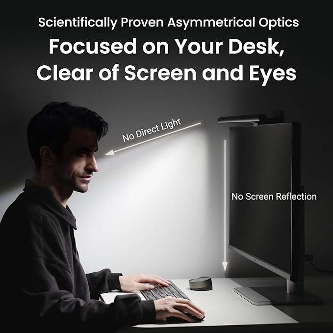 BenQ ScreenBar Halo 2 LED Monitor Light Bar - Wireless Controller, Backlight, Motion Sensor, Adjustable Brightness/Color Temperature, Eye-Care, No Screen Glare, Fits Curved Monitor, Monitor Accessory