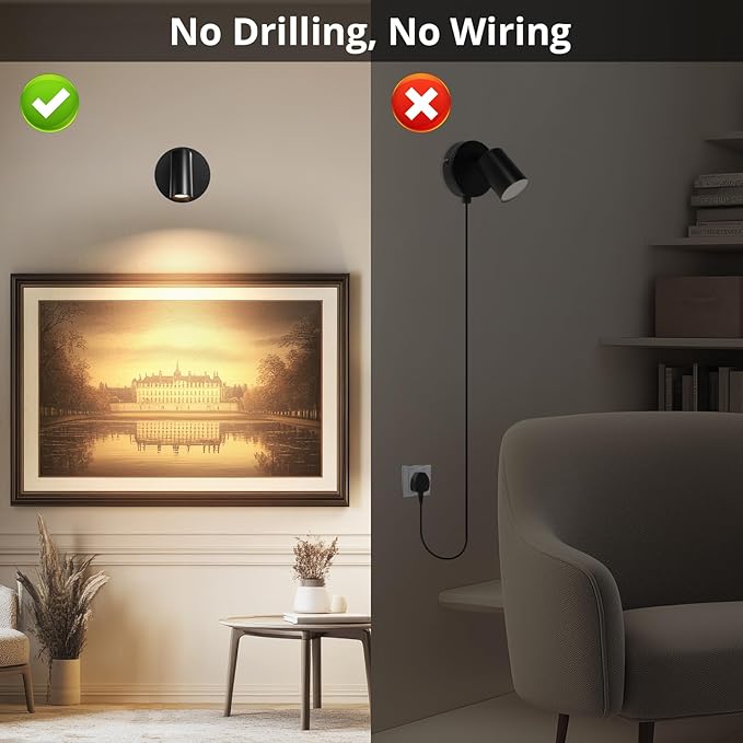 Spotlight Indoor, Wireless Battery Operated with Remote,Uplight Indoor Down Light for Picture on Wall, Plant Spotlight Dimmable Timer, Mini Ceiling Lights Painting for Trees Plant