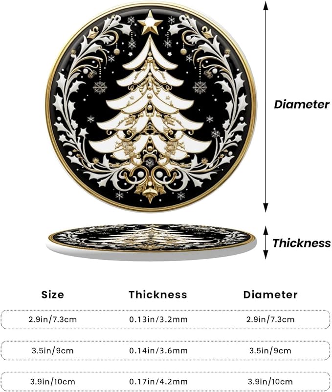 Tribal Bohemian Tree Christmas Ornaments, Christmas Decorations Xmas Tree Hanging Ornaments, Round Ceramic Festive Keepsake Gift for Xmas Decorations Holiday Home Decor