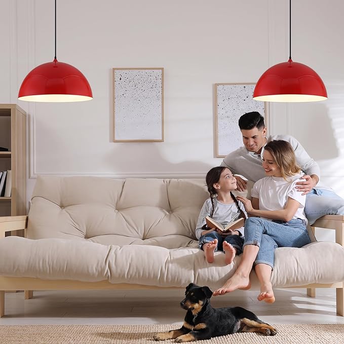 Red Large Pendant Light 2 Packs,19.7inches, Kitchen Pendant Lights, Oversized Island Pendant Lights, Farmhouse Pendant Light, Pendant Light for Bedroom, Kitchen Island