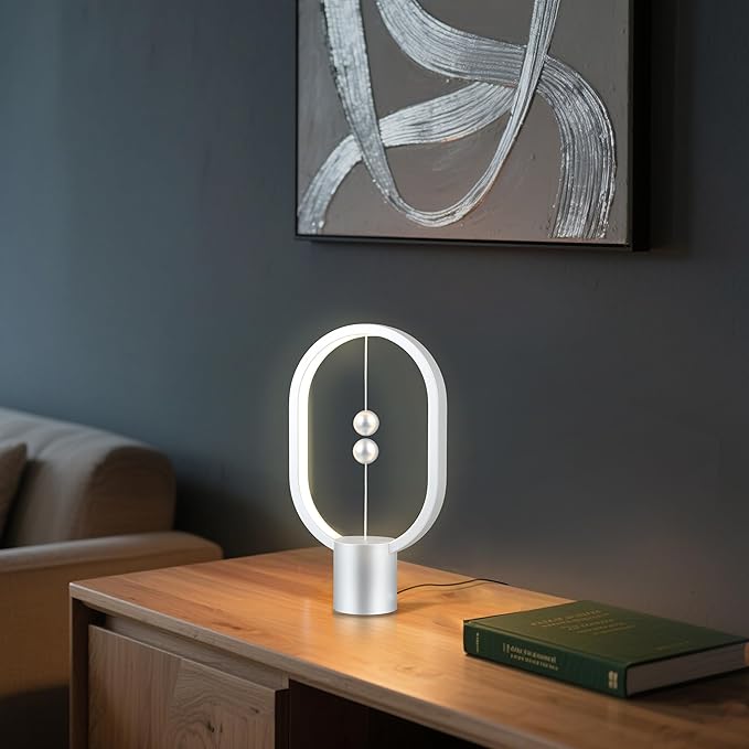 Magnetic Lamp - USB-Powered LED Table Lamp with Floating Design - Perfect for Home, Office, Dormitory, Hotel and Living Room(Silver)