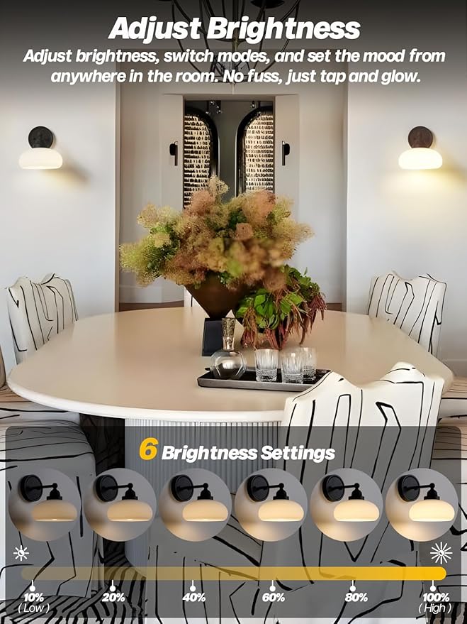 HEQIQEH Remote Wall Sconce with Milky Oval Glass Shade, Matte Black Vintage Wall Light Fixture with Timer, 15 Color Rechargeable LED Bulb, No Hardwiring Required for Indoor Wall Mount Light