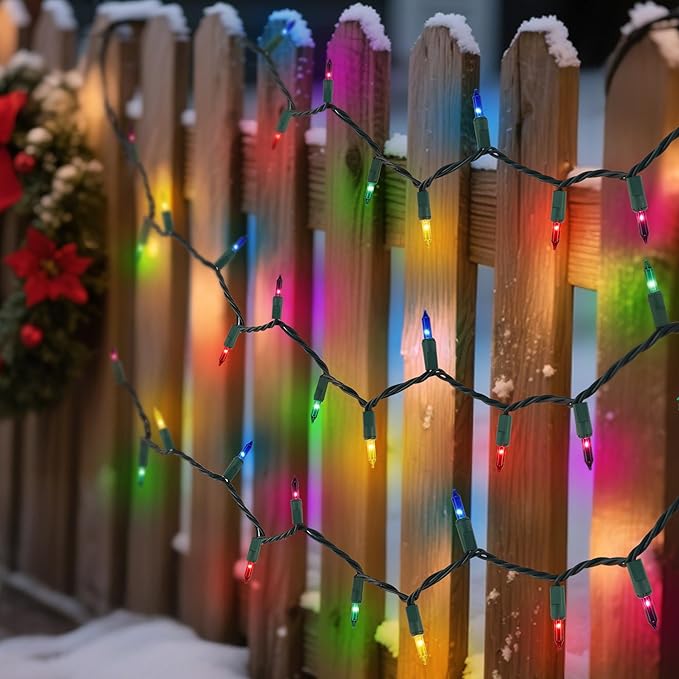 Multicolor Christmas String Lights, 100 Count, Incandescent Mini Christmas Lights, Connectable Xmas Tree Light for Indoor Outdoor Garland Birthday Holiday Wedding Festival Party