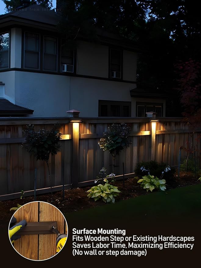 LEONLITE 8 Inch 5CCT LED Low Voltage Step Lights, 12-24V AC/DC Surface Mount Large Rectangular Deck Lights, IP65 Aluminum Outdoor Lighting for Landscape, Yard, Stairway, Oil Rubbed Bronze, Pack of 6