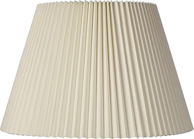 Empire Lamp Shade Ivory Knife Pleated Large 11" Top x 18" Bottom x 12" High Spider with Replacement Harp and Finial Fitting - Springcrest