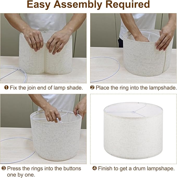 PATIKIL Lamp shades for Table Lamps 11.4" Top x 12.6" Bottom x 9.8" High Drum Lamp shades for Floor Lamps Medium Linen Lampshade Easy Assembly for Lamp Replacement, Pink