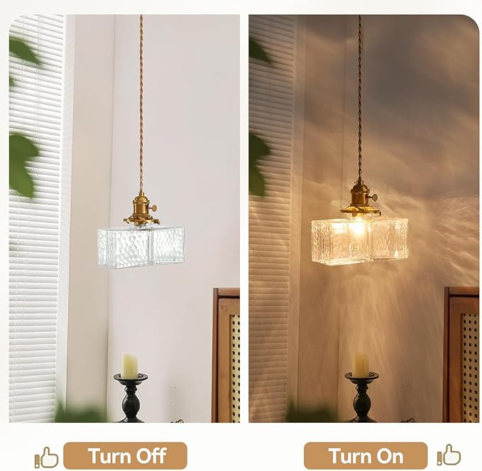 Pendant Lights, Industrial Hanging Lamp with 7.09 Inch Glass Shade for Kitchen Island, Hanging Pendant Light, Dining Room Hanging Lamp Light Bulb Included