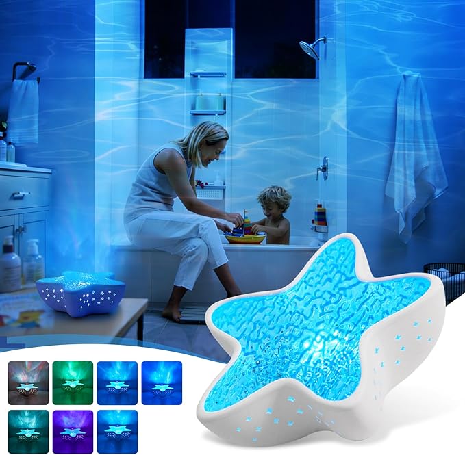 Northern Lights Projector, Ocean Wave Shower Light Projector Light for Bathroom Classroom, Galaxy Night Light for Kids Dorm Decor, Cute Room Decor Aesthetic (White)