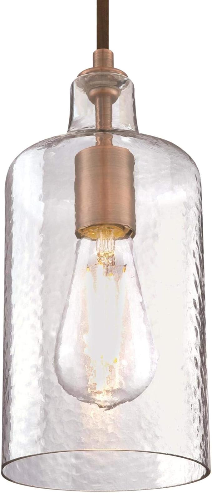 Westinghouse Lighting 6371500, Washed Copper Finish with Clear Textured Glass Carmen One-Light Indoor Mini Pendant, one Size