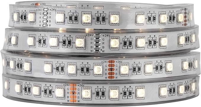 BTF-LIGHTING 5050 RGBW RGB+Cool White(6000K-7000K) 4 Colors in 1 LED Tape Light DC24V 5m 16.4ft 60LED/m Multi-Colored IP67 White 14mm PCB for Bedroom Kitchen Home Decoration(No Adapter or Controller)