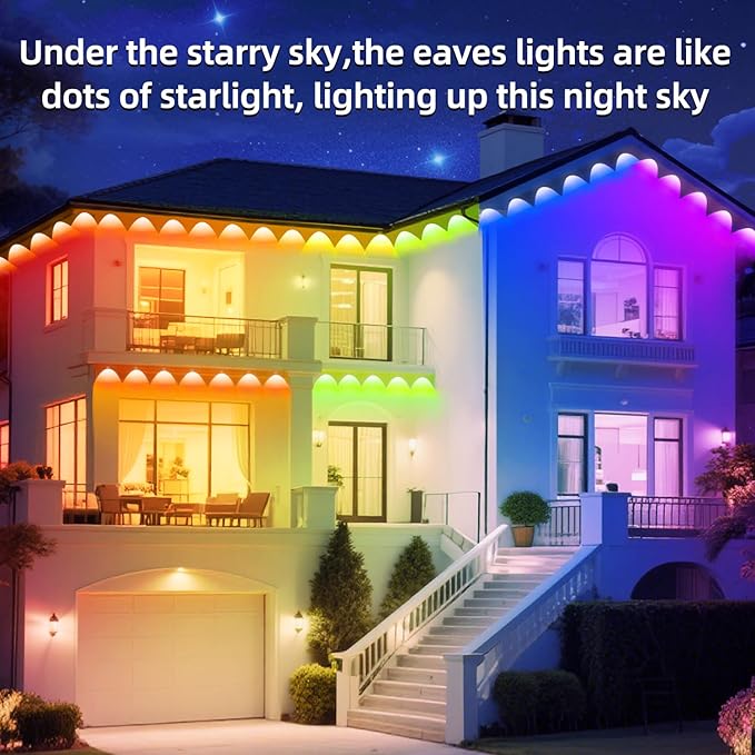 300FT Permanent Outdoor Lights, IP67 Waterproof LED Lights, App/Remote Control Outside Light, Permanent Christmas Lights for House Christmas Party Festival Decoration (2 Rolls, 150 FT)