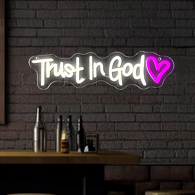 Symone Trust In God Neon Sign, USB Powered Dimmable Spiritual Decor Faith Hope Love Sign LED Neon Light, for Faith Religious Church Prayer Room Living Room Room(15.7 * 3.9 In)