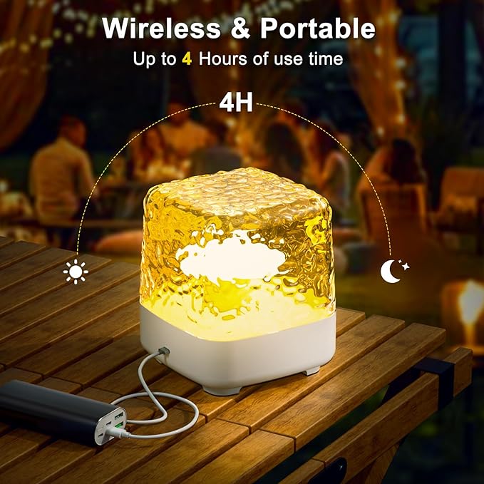 Northern Lights Projector, 2000 mAh Wireless 16 Colors Luminorthe Cube Crystal Lamp with Touch/Remote Control, Rechargeable Ocean Wave Night Light Projector for Kids, Room Decor, Bedroom (1800 mAh)