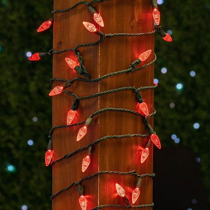 Novelty Lights 24FT 70 LED C6 LED Christmas String Lights, Commercial Grade Outdoor Tree Decorations (Red)