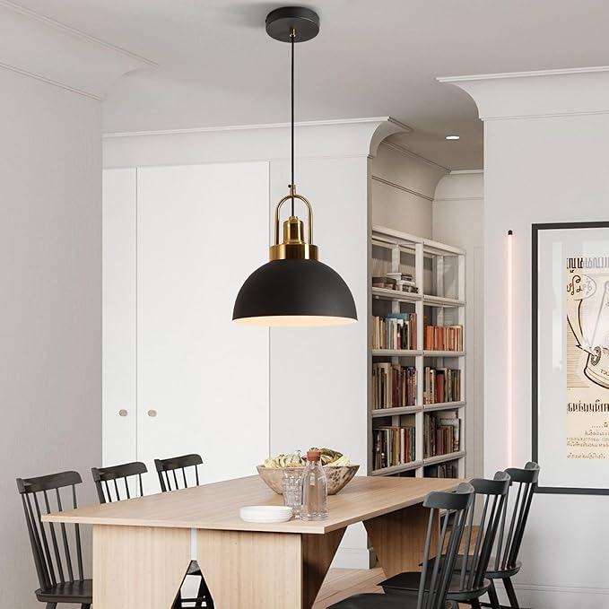 Vintage Industrial Pendant Light, Black and White 9.84 "Dome, Chandelier.78.74" line - Perfect for Kitchen Islands, Dining Rooms, hallways