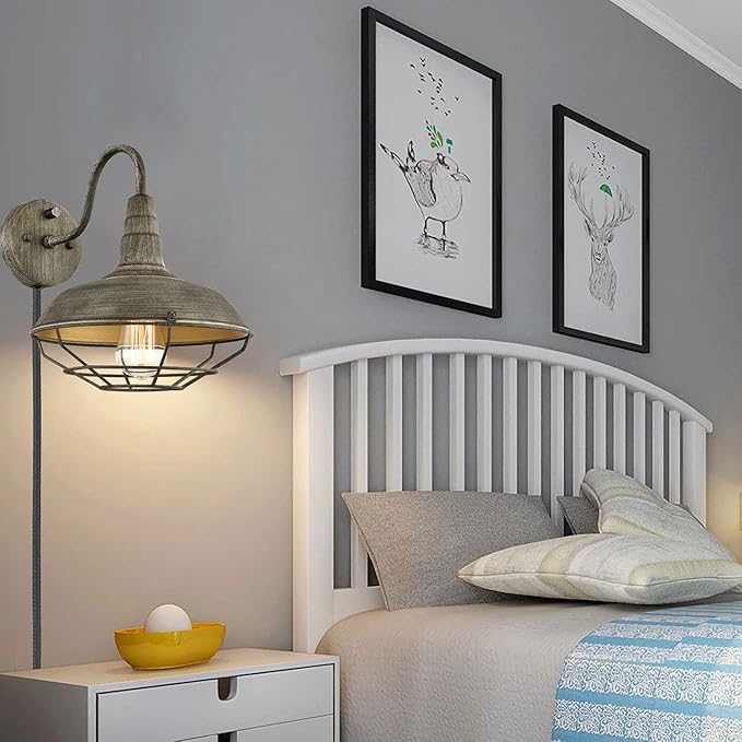 HOLKIRT Wall Sconce with Plug in Cord and On Off Switch,Retro Gooseneck Wall Light Fixtures for Bedroom Nightstand