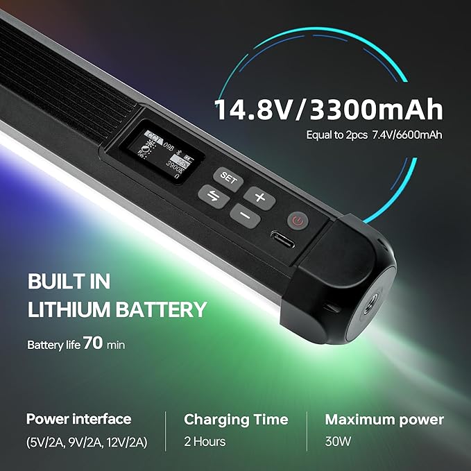 VILTROX K90 2 Pack RGB Tube Light, 30W 38inch Large RGBWY Photography LED Video Stick Light Wand with APP/2.4G/Remote Control, CRI 97+, 26 Scenes, 2500K-8500K, 14.8V/3300mAh Battery, Magnetic Chip