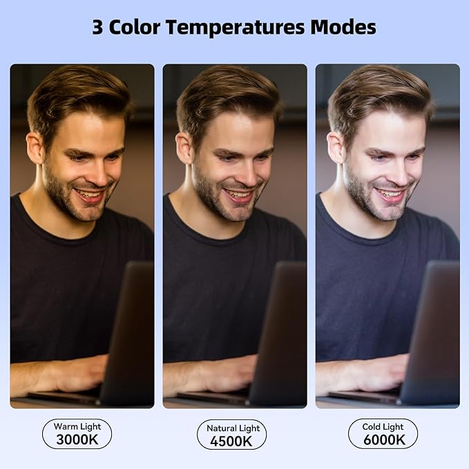 Takerers Video Conference Lighting, Webcam Light with Remote & Touch Control, 3 Color Temperature, 10 Level Brightness, Zoom Light for Computer, Video Calls, Live Streaming, Podcast, Studio (1-Pack)