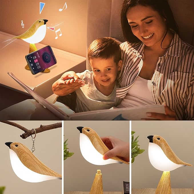 Cute Bird Table Lamp with Timer, Touch Bedside Lamp, Brid Night Light, Cordless Small Desk Lamps Battery Operated Nightstand Lamps, 3-Way Dimmable Light, Rechargeable Decorative Desk Lamp