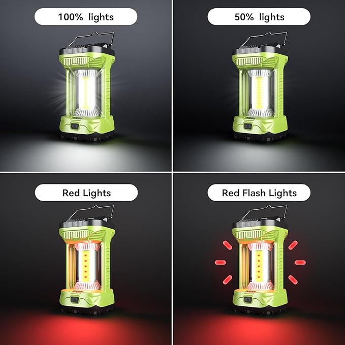 AlpsWolf Camping Lantern Rechargeable, 1000LM 4 Light Modes Camping Light 4000mAh Rechargeable Lantern for Power Outages Portable Camping Lamp Camping Essentials for Emergency, Green, 2 Packs