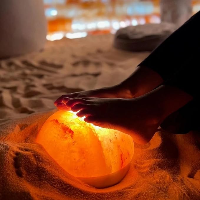 Himalayan Pink Salt Foot Detox Dome Lamp – 5'' Height x 9'' Diameter | Natural Salt Block for Feet Therapy, Relaxation & Detox | Foot Warmer & Spa Salt Lamp